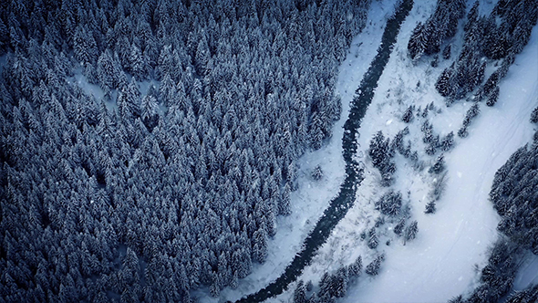 Flight Over River In Snowfall alt