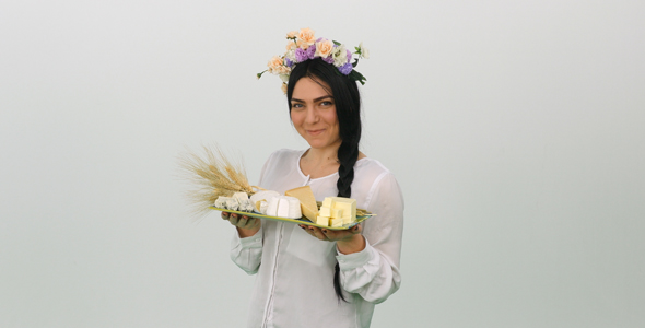 Woman with Cheese Platter