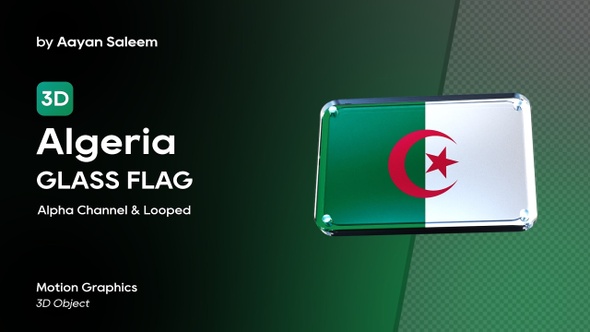 Algeria Flag 3D Glass Badge