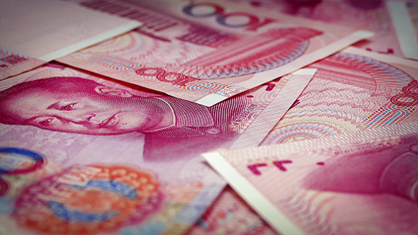 100 Chinese Yaun Bills Rotating