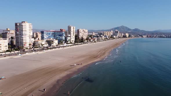 Aerial view of Playa de San Juan, in Alicante, Spain. Mediterranean coast.