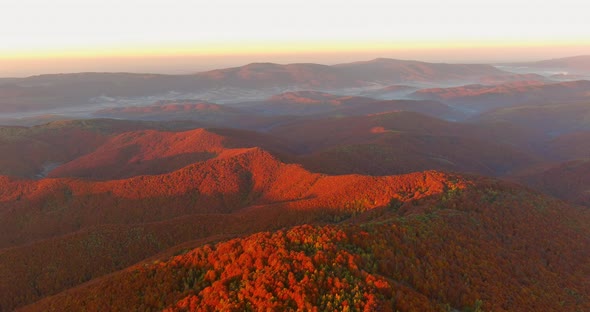 Amazing Autumn Sunrise in Carpathian Mountains