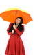 Woman Enters with Yellow Umbrella - VideoHive Item for Sale
