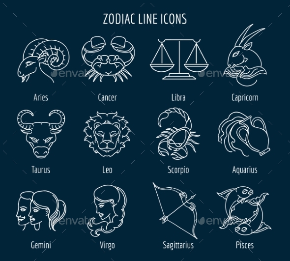 Zodiac Line Icons