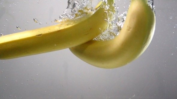 Two Bananas Drops Under Water