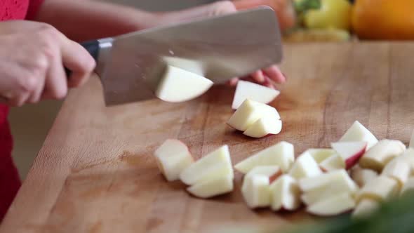 Close-Up Of Cutting Apple With Knife 2