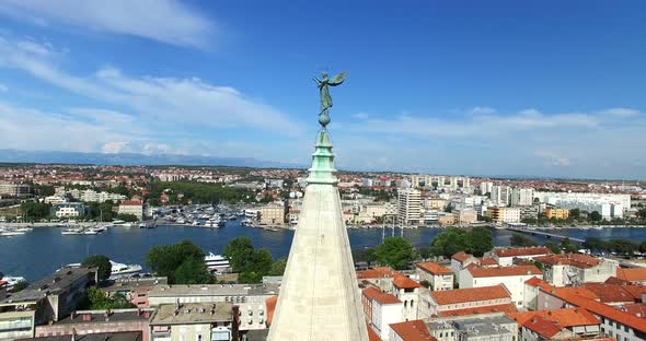 Angel On Top Of Tower Of Cathedral Of St. Anastasia In Zadar, Croatia 2 alt
