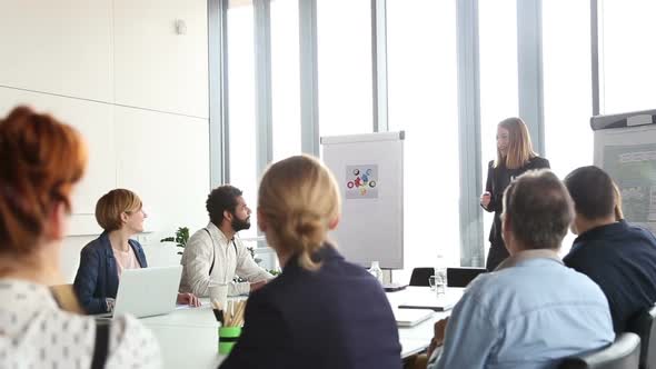 Beautiful Businesswoman Giving Presentation To Colleagues 1