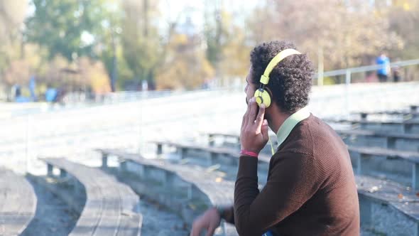 Handsome Man With Headphones Listening To Music 3