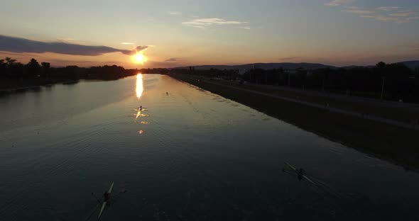 Rowing Boats On Jarun Lake At Sunset 4