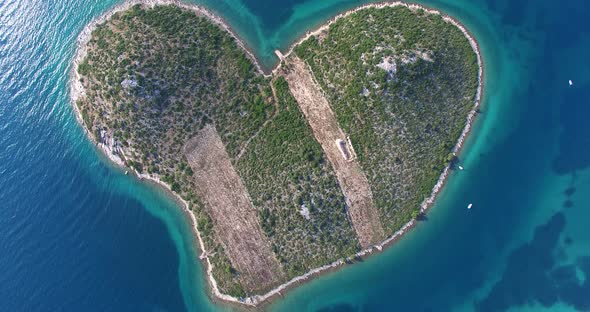 Aerial View Island Of Galesnjak, Lover's Island, Croatia 1