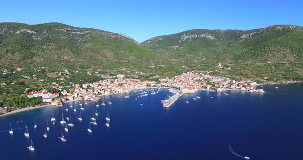 Aerial View Of Croatian Coastal Town Komiza, Croatia 1