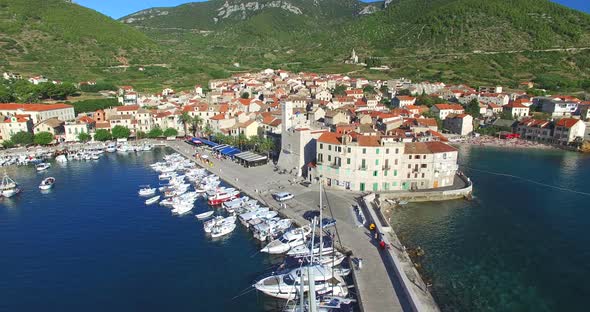 Aerial View Of Croatian Coastal Town Komiza, Croatia 7