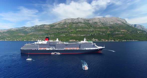 Aerial View Of Cruise Ship In Adriatic, Croatia 2