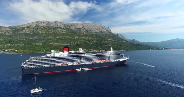 Aerial View Of Cruise Ship In Adriatic, Croatia 3