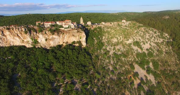 Aerial View Of An Old Hilltop Town Lubenice, Croatia 2