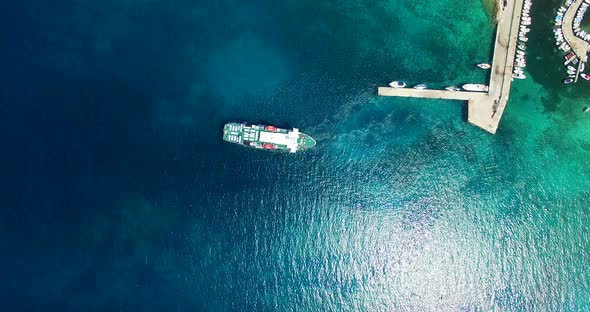 Aerial View Of Ferry Leaving Port At Olib Island, Croatia 4