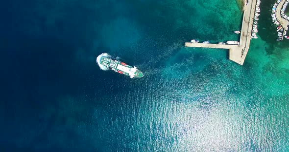 Aerial View Of Ferry Leaving Port At Olib Island, Croatia 5
