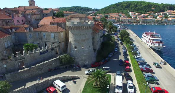 Aerial View Of Fort At City Of Korcula, Croatia