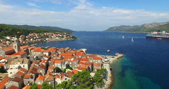 Aerial View Of Beautiful City Of Korcula, Croatia 1 alt