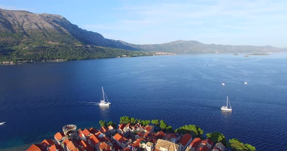 Aerial View Of Beautiful City Of Korcula, Croatia 2