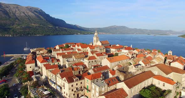 Aerial View Of Roofs In City Of Korcula, Croatia 3 alt