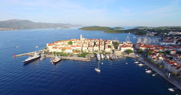 Aerial View Of Harbour In City Of Korcula, Croatia 1 alt
