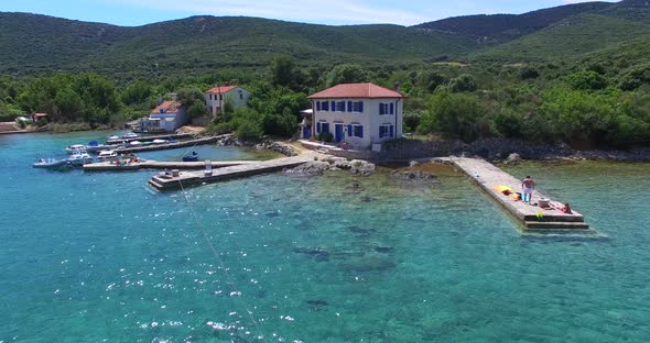 Aerial View Of Small Harbor On Island Of Cres, Croatia 1