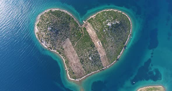 Aerial View Of Heart-Shaped Island Of Galesnjak, Croatia 2