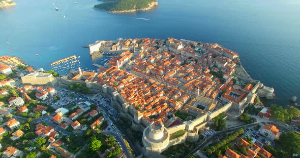 Aerial View Of Beautiful Old Town Of Dubrovnik At Sunset 2