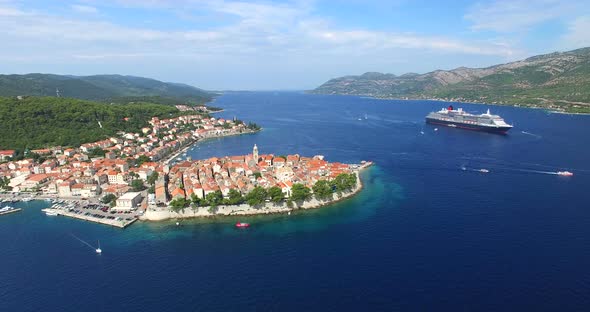 Aerial View Of Historic City Of Korcula, Croatia 3