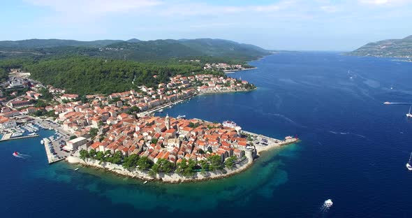 Aerial View Of Historic City Of Korcula, Croatia 5 alt
