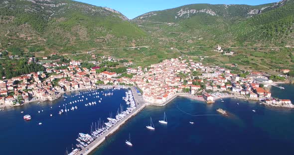 Aerial View Of Small Komiza Town On Island Of Vis, Croatia 6