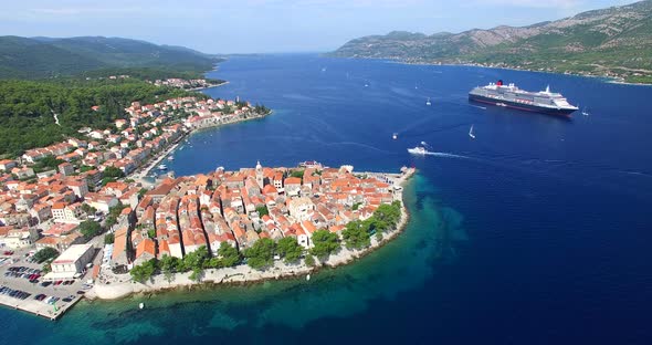 Aerial View Of Historic City Of Korcula, Croatia 6