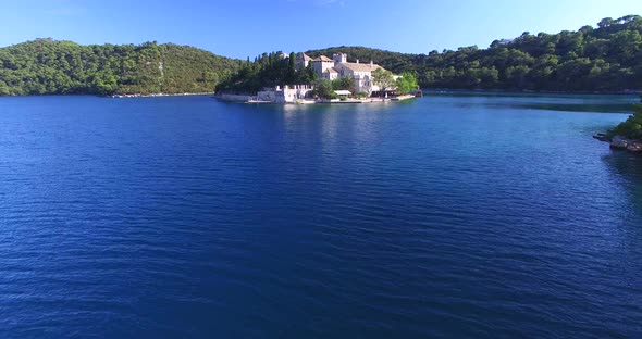 Aerial View Of St. Mary Island On Island Of Mjlet, Croatia 1