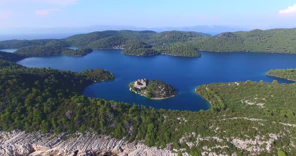 Aerial View Of St. Mary Island On Island Of Mjlet, Croatia 2