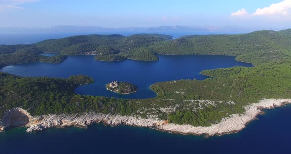 Aerial View Of St. Mary Island On Island Of Mjlet, Croatia 4