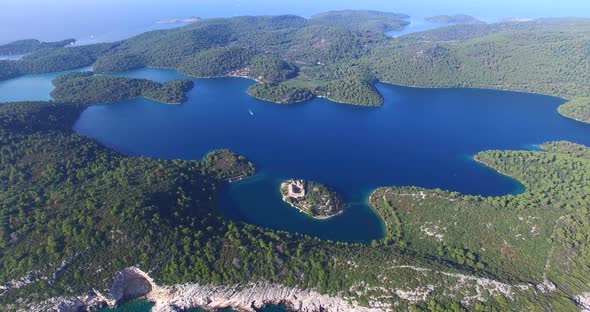 Aerial View Of St. Mary Island On Island Of Mjlet, Croatia 5