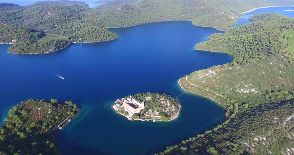 Aerial View Of St. Mary Island On Island Of Mjlet, Croatia 8