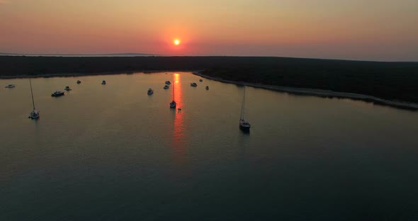 Aerial View Of Beautiful Sunset In Slatinica Bay At Olib Island, Croatia 3