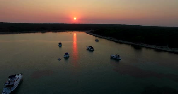 Aerial View Of Sunset At Slatinica Beach At Olib Island, Croatia 2