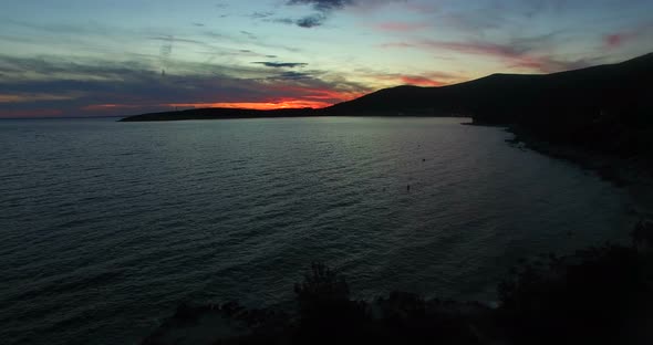 Aerial View Of Sunset On Island Of Cres, Croatia 1