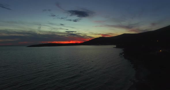 Aerial View Of Sunset On Island Of Cres, Croatia 2