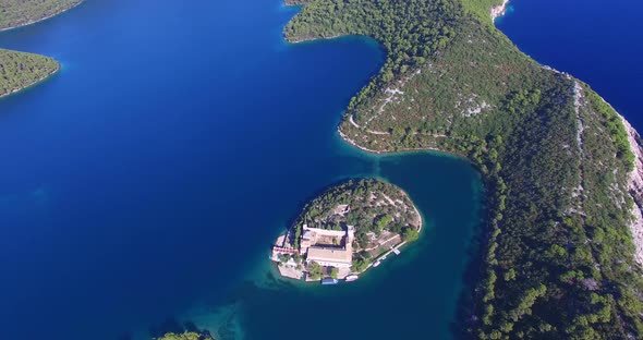 Aerial View Of Benedictine Monastery On Mjlet Island, Croatia 13