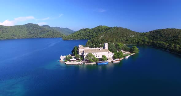 Aerial View Of Benedictine Monastery On Mjlet Island, Croatia 3