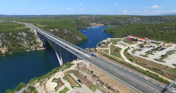 Aerial View Of Krka Bridge Highway, Croatia 1