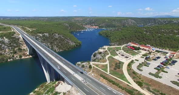 Aerial View Of Krka Bridge Highway, Croatia 3