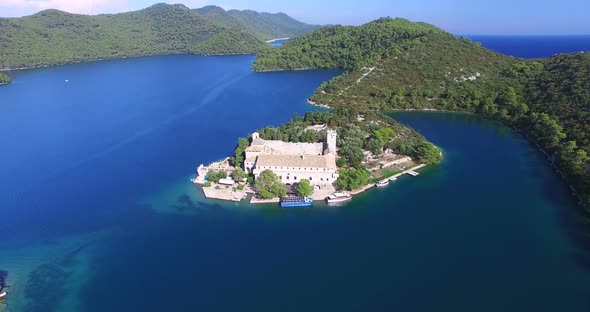 Aerial View Of Benedictine Monastery On Mjlet Island, Croatia 8