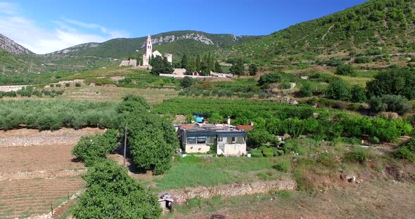 Aerial View Of The Church St. Nicolas In Komiza, Croatia 1