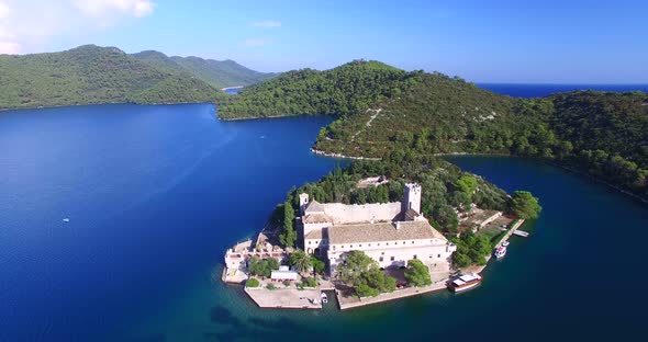 Aerial View Of Benedictine Monastery On The Island Of Mjlet, Croatia 4